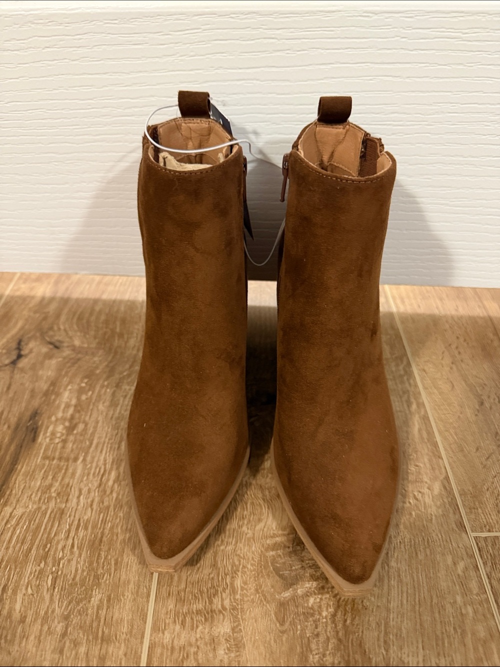 Universal Thread Chestnut Suede Pointed Toe Ankle Booties
